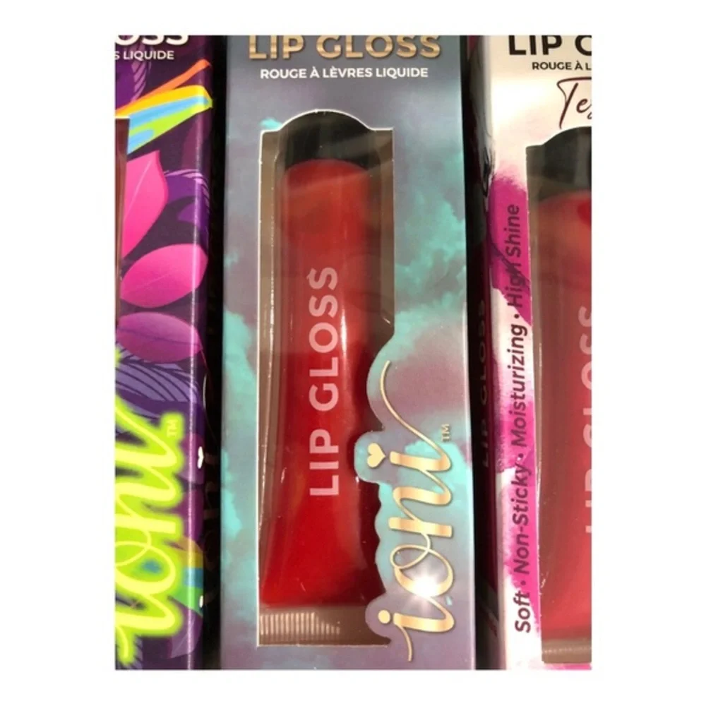 3pk moisturizing non sticky high shine lip‎ gloss pink gold sheer red, Fuchsia